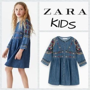 embroidered denim dress zara